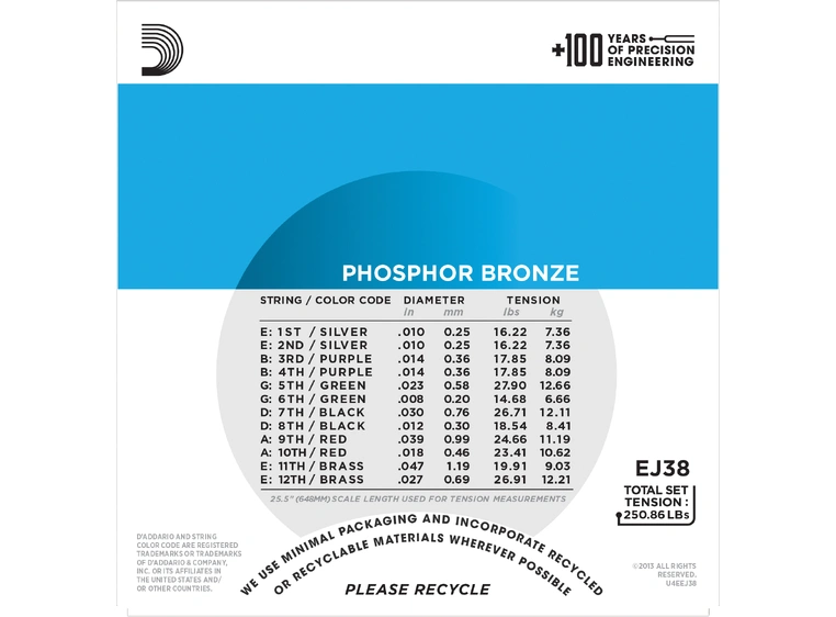 D'Addario EJ38 Phos.Bronze 12str. (010-047) 